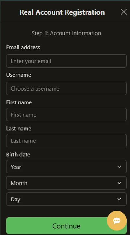 New Vegas Casino registration form